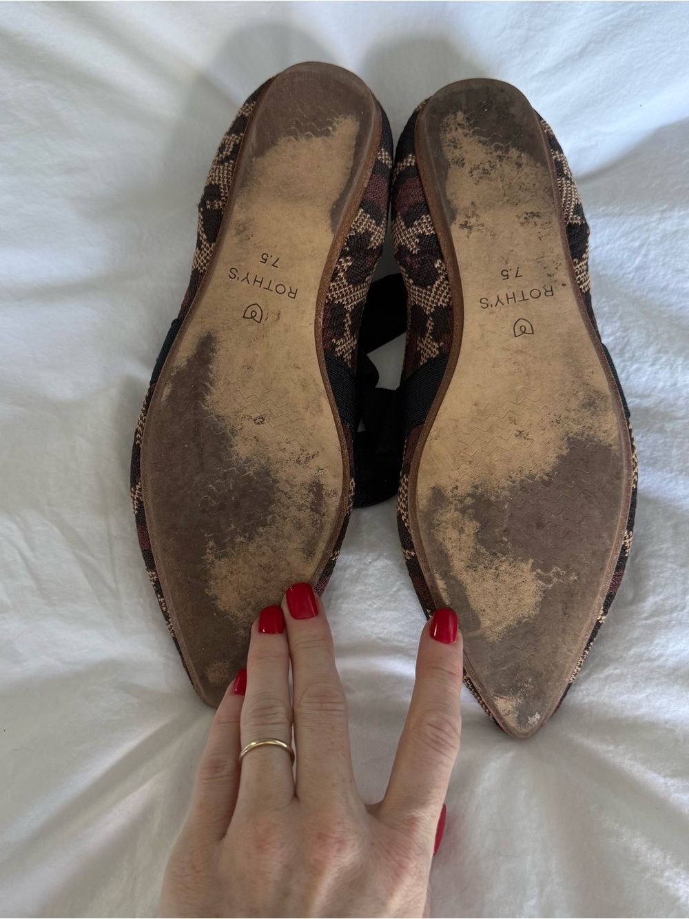 Rothy's Leopard Pointed Toe Mary Jane Ballet Flats with Bow - Brown - Picture 5 of 5